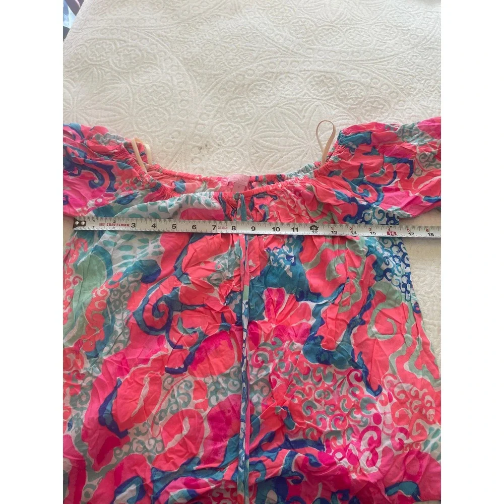 Lilly‎ Pulitzer  Sain Off-Shoulder Top in Coral Reef I'm So Jelly Size S